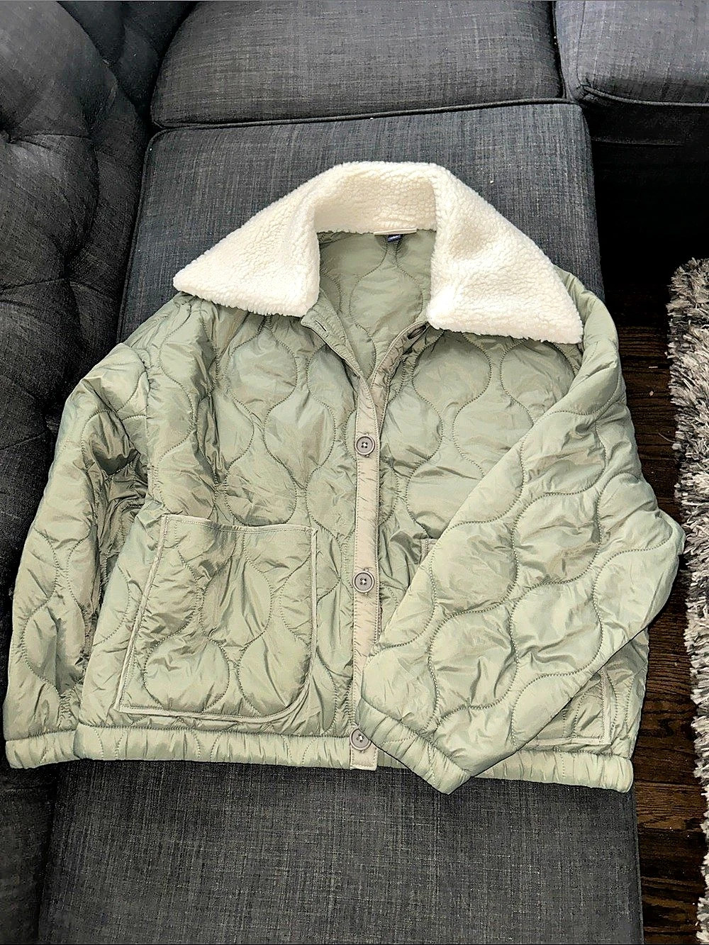 Universal Thread Women's Quilted Jacket with Sherpa Collar Large